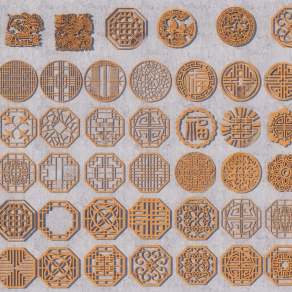 中式镂花窗格雕花3D模型下载